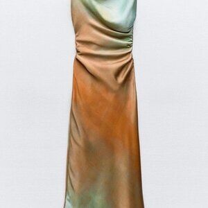 Zara NWT Asymmetrical Printed Midi Dress